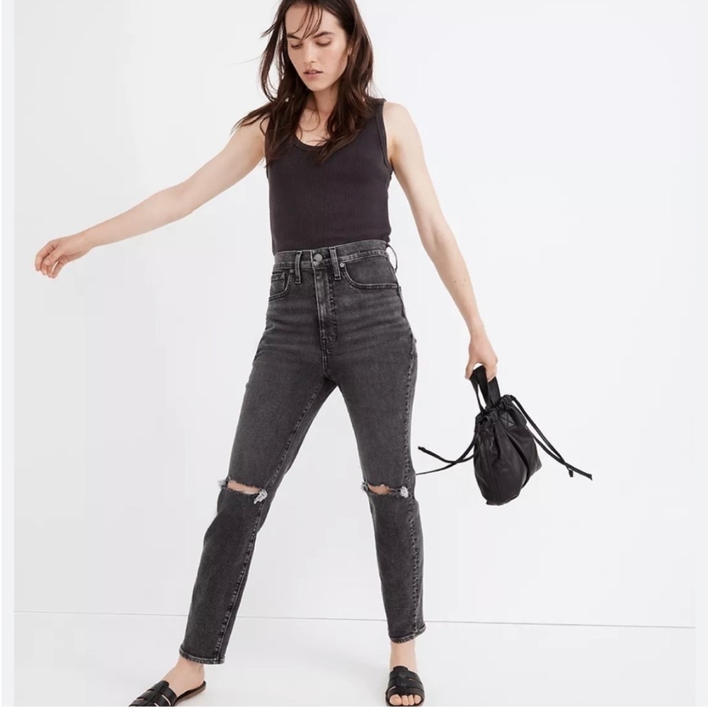 Madewell high waisted distressed mom jeans